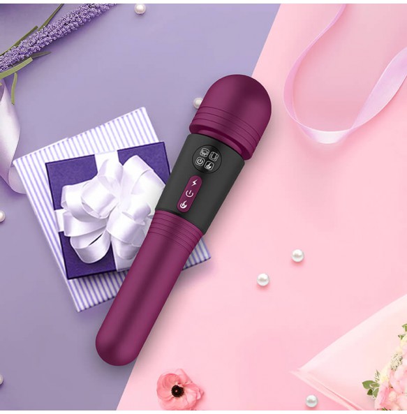 Harley - Dual-Headed AV LCD Screen Heating AV Vibrator Wand (Chargeable - Purple)